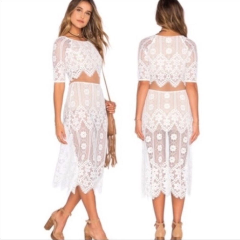BNWT For Love & Lemons midi lace dress